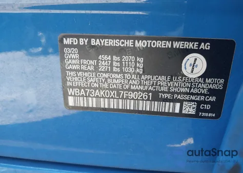 2020 BMW 228Xi z USA, uszkodzony, nr VIN WBA73AK0XL7F90261